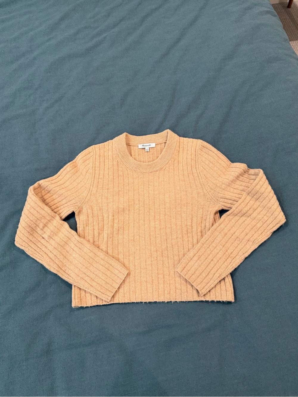 Madewell Ribbed Wool Crewneck Crop Sweater Size M